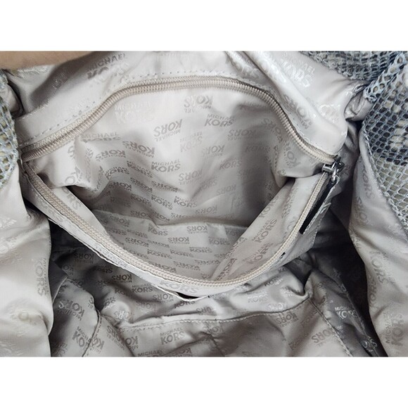 Michael Kors Jenna Tan Python Snakeskin Embossed Large Tote Shoulder Bag Purse - Picture 15 of 16